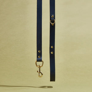 kintails standard leather dog lead navy