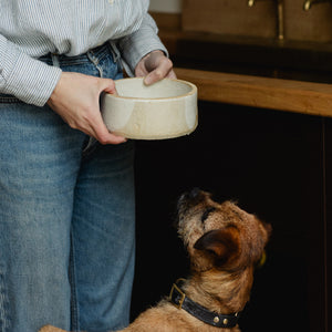 kintails x epc ceramic dog bowl cream