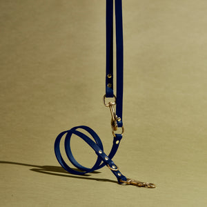 kintails Adjustable Long Leather Dog Lead navy