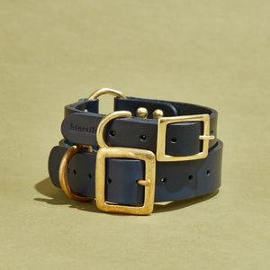 kintails Leather Dog Collar Navy