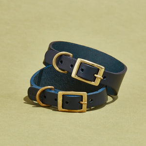 kintails Hound Leather Dog Collar Navy